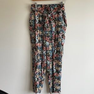 NWT LOFT Floral Paperbag Pants Small